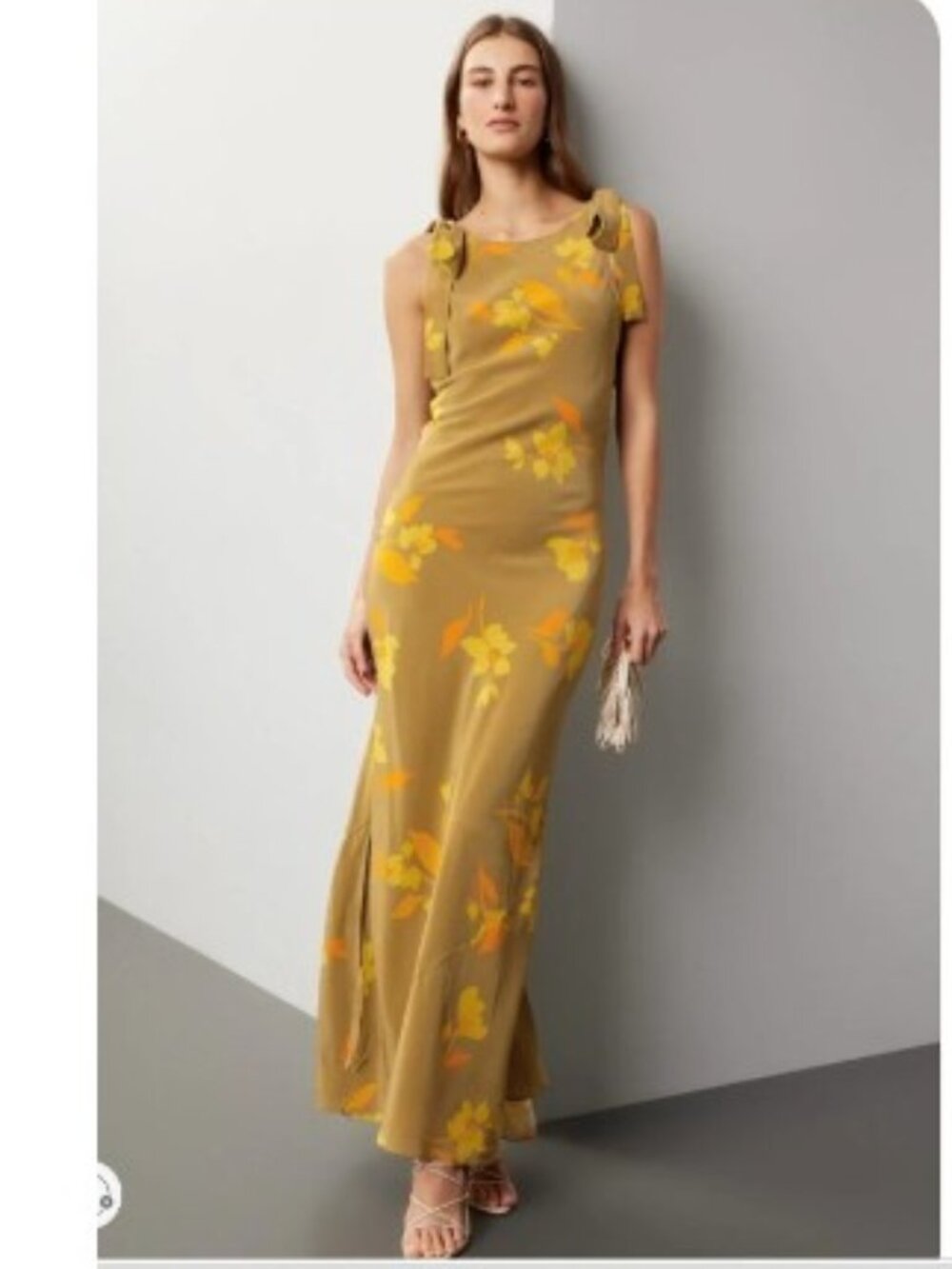 Soleil Soleil Ines Silk Maxi Floral Cocktail Dress-  Size: 2  -  RTR